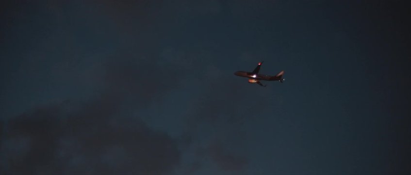 Plane Flying Into The Sky At Night, Slow Motion BMPCC 4K