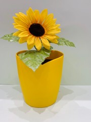 Sunflower on a Yellow vase florar ornament 