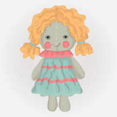 Fototapeta premium image of a doll. children's toy. freehand drawing