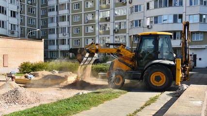 Construction of a children playground in the courtyard of an apartment building	