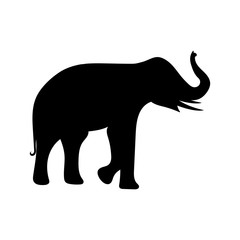 black image baby elephant Asia walking, graphics design vector outline Illustration isolated on white background
