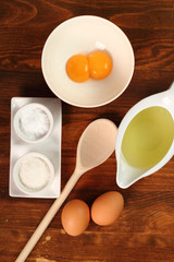 Ingredients to make mayonnaise. Making Mayonnaise. Series.