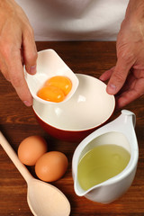 Ingredients to make mayonnaise. Making Mayonnaise. Series.