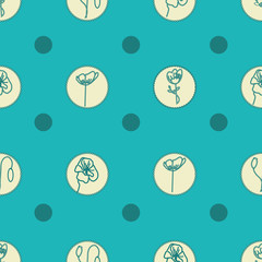 Seamless pattern with dots and flowers