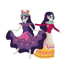 mexican katrinas skulls dancing characters