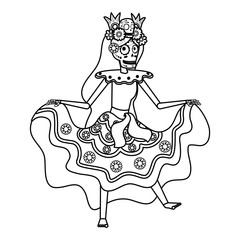 katrina skull with floral hair decoration comic character