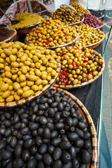 Olives for sale at food market