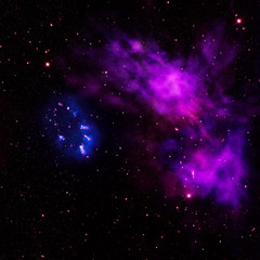 Far being shone nebula and star field. 3D rendering