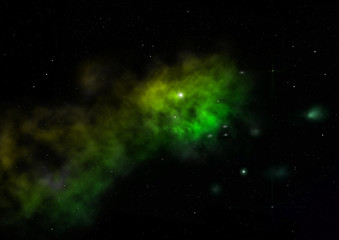 Star field in space and a nebulae. 3D rendering