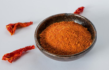 Bowl of Process Tomato Powder made from home.