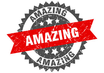 amazing grunge stamp with red band. amazing