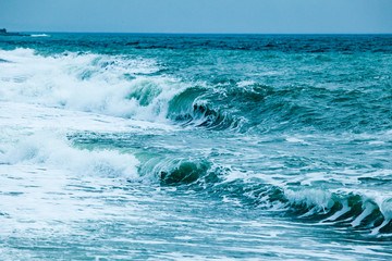 Fototapeta premium waves on the surface of the blue sea
