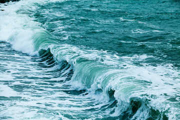 waves on the surface of the blue sea
