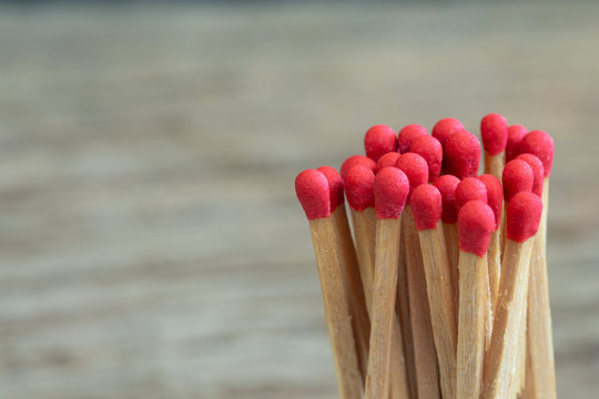 Group of matches on a blurred background