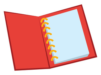 Red notebook, illustration, vector on white background.