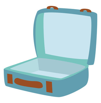 Open suitcase, illustration, vector on white background.