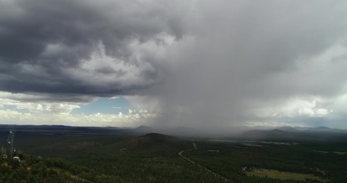 oncoming storm from a mountaintop in Northern Arizona