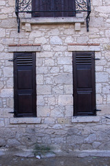 old windows and ancient wall in Turkey