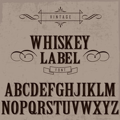 Original label typeface called "Whiskey label".
