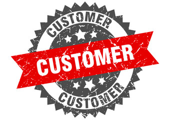 customer grunge stamp with red band. customer