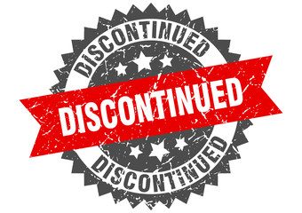 Obraz premium discontinued grunge stamp with red band. discontinued