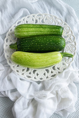 Fresh ripe garden zucchini. Raw organic vegetables