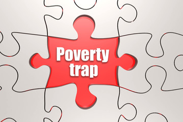 Poverty trap word on jigsaw puzzle