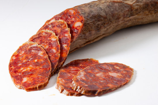 chorizo iberico, embutido. Iberian chorizo, sausage.