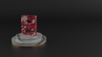 3D rendering of red gemstone symbol of bible icon