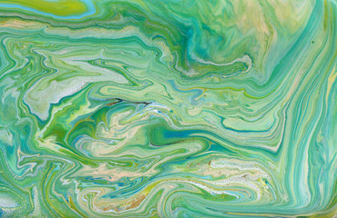 Green and blue marble pattern. Abstract liquid background.