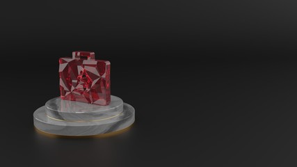 3D rendering of red gemstone symbol of briefcase with money icon