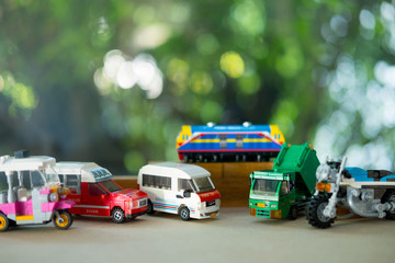 Collection of Thai car. Miniature toy Thai public service car.