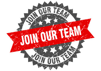 join our team grunge stamp with red band. join our team