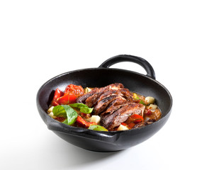 wok de pato con verduras. duck wok with vegetables.