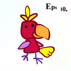 Bird cartoon red icon. Vector childish illustration.