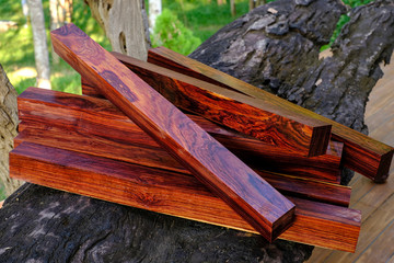 Wood logs of Burmese rosewood, Exotic wooded beautiful pattern