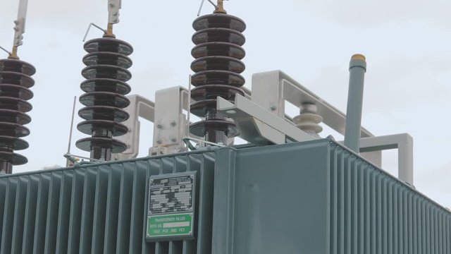 Solar Station Equipment. A transformer at a power plant, a transformer at a solar power station.