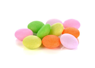 Colorful candies on white background