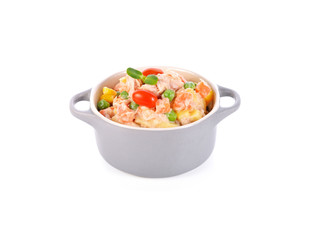 Tuna salad on white background
