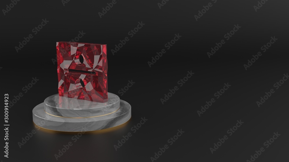 Wall mural 3D rendering of red gemstone symbol of divide icon