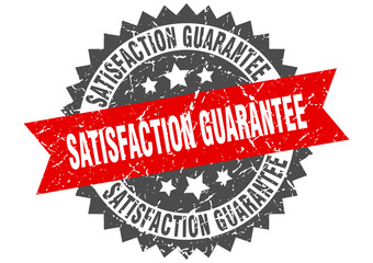 satisfaction guarantee grunge stamp with red band. satisfaction guarantee