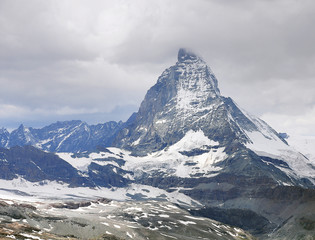 Close up view of Matterhorn mountain at day time. Switzerland.
