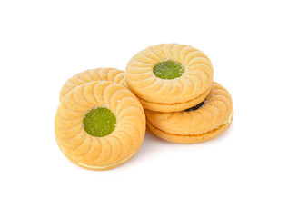 cookies with fruit jam isolated on white background