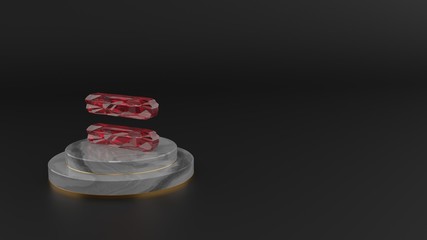 3D rendering of red gemstone symbol of equal  icon