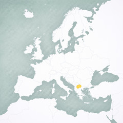 Fototapeta premium Mapa Europy - Macedonia Północna