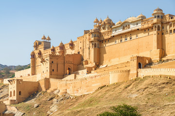 View of the Amer Fort and Palace in Jaipur, India