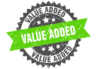 value added grunge stamp with green band. value added