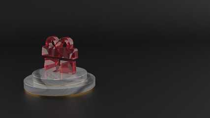 3D rendering of red gemstone symbol of gift icon