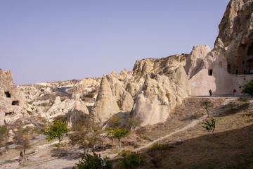 A view of the city of Goreme in the evening, Turkey.