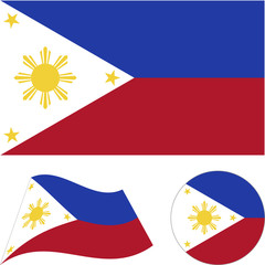 Republic of the Philippines. National flag. Abstract concept, icon set. Vector illustration on white background.